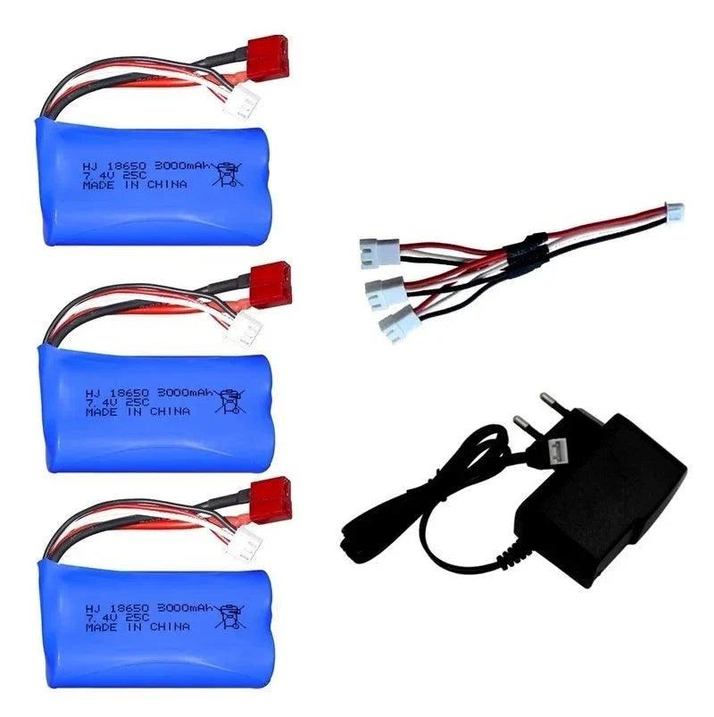 Battery For Wltoys 144001 A959-B A969-B A979-B K929-B 12428 12423 10428 RC Car Spare Parts 18650 2S 7.4V 3000mah lipo Battery - petguardiansupplies