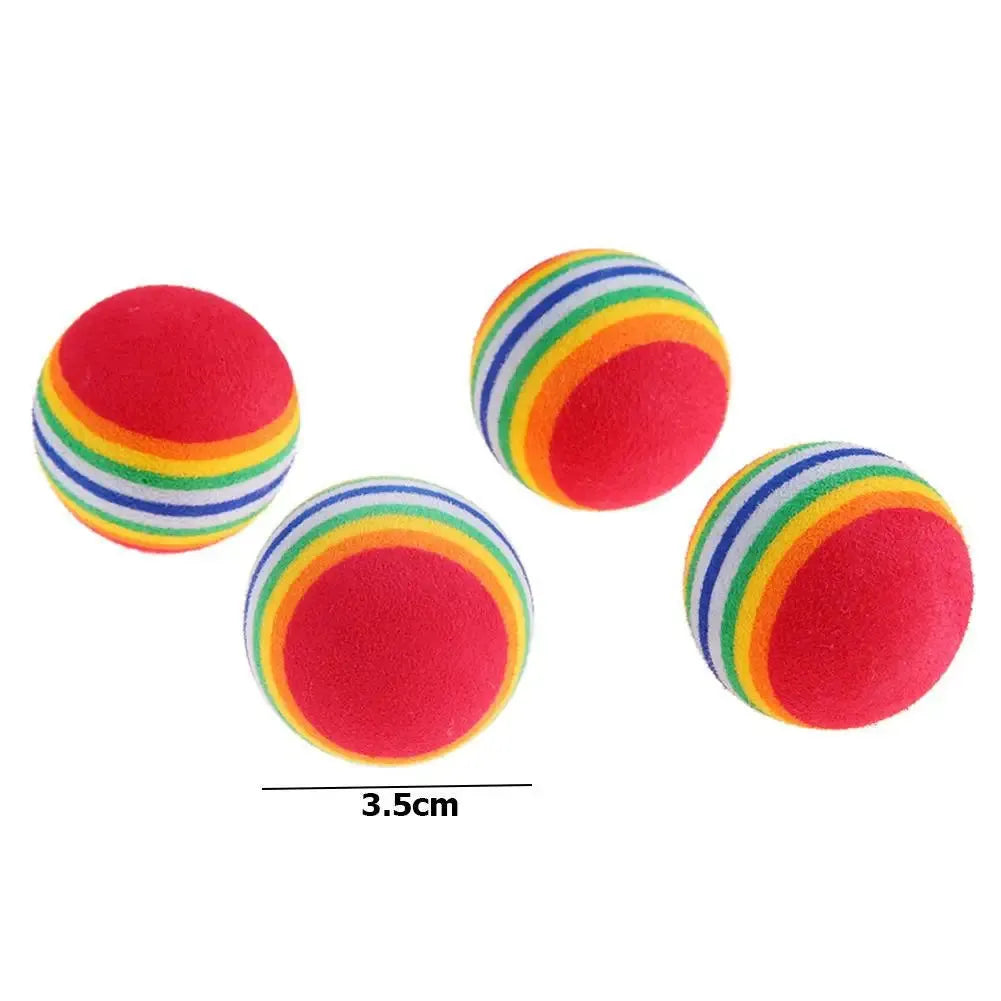 10PCS Rainbow Cat Toys Ball Interactive Cat Dog Play Chewing Rattle Scratch Ball Training Balls Pet Toys Supplies - petguardiansupplies