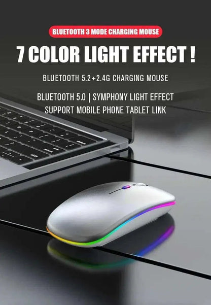 Tablet Phone Computer Bluetooth Wireless Mouse Charging Luminous 2.4G USB Wireless Mouse Portable Mouse - petguardiansupplies