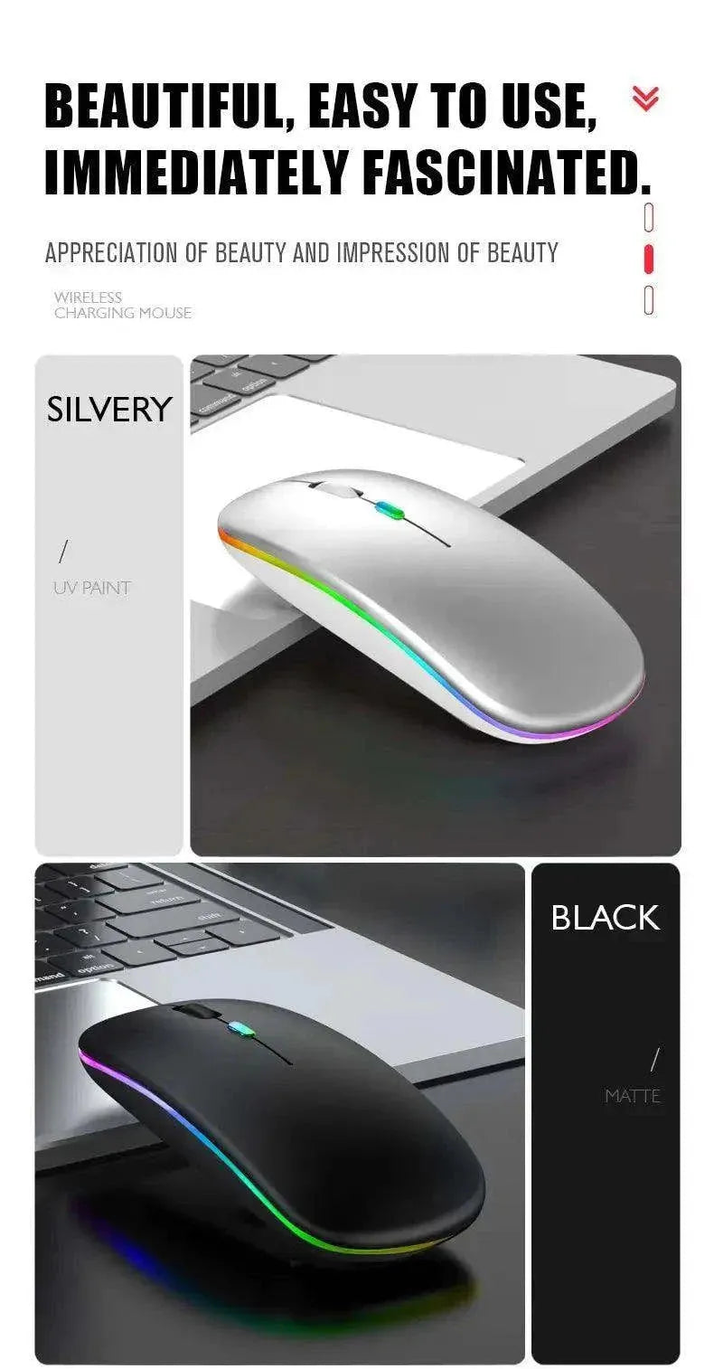 Tablet Phone Computer Bluetooth Wireless Mouse Charging Luminous 2.4G USB Wireless Mouse Portable Mouse - petguardiansupplies