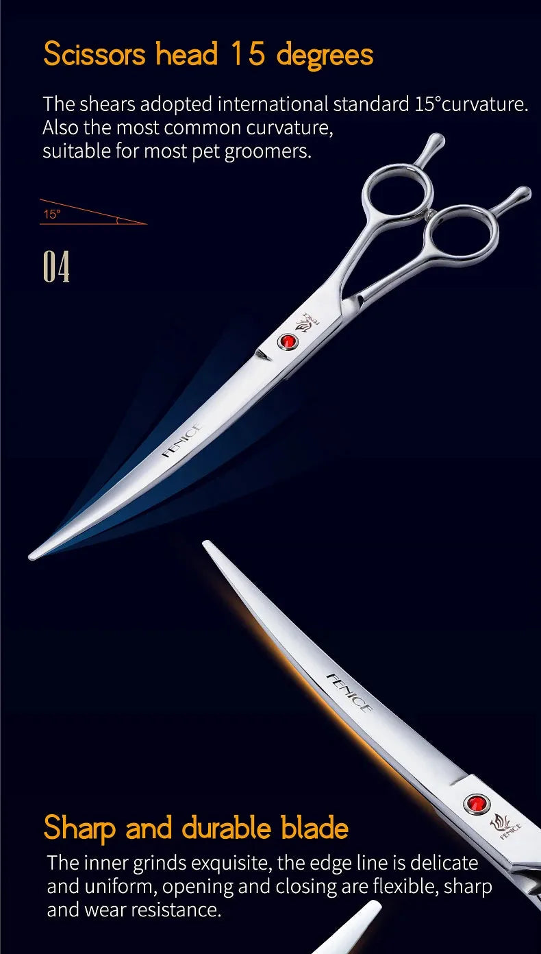 Fenice 7.0 /7.5 /8.0 inch Professional Pet Grooming Shears Dogs Curved Scissors for Dog Beauty - petguardiansupplies