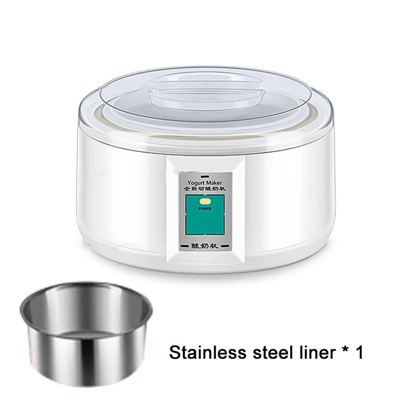 1.5L Electric Yogurt Maker Fermenter Automatic Multifunction Stainless Steel Liner Natto Rice Wine Pickle Machine 7 Yoghurt Cups - petguardiansupplies