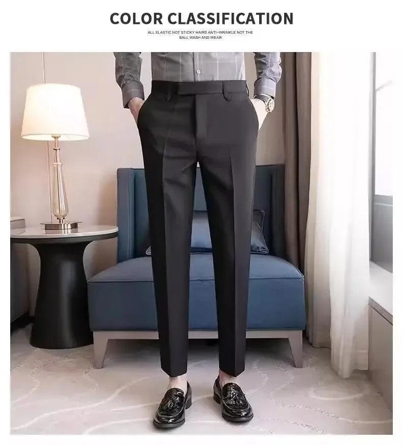 English Gentleman's Coffee Color Business Suit Pants Casual Draped Trousers For Men Fashionable Spring Autumn Small Foot - petguardiansupplies