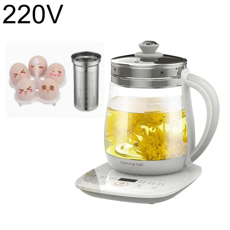 220V Jiuyang health pot multi-functional flower teapot glass stew tea pot 1.5L Portable Mini Multi Cooker Tea Dessert Cooker - petguardiansupplies