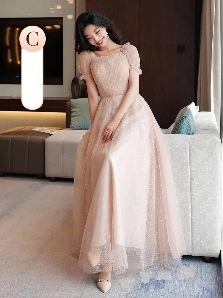 Pink Bridesmaid Dress 2024 New Summer Fairy Slimming High Sense Sisters up Temperament Evening dress Women - petguardiansupplies