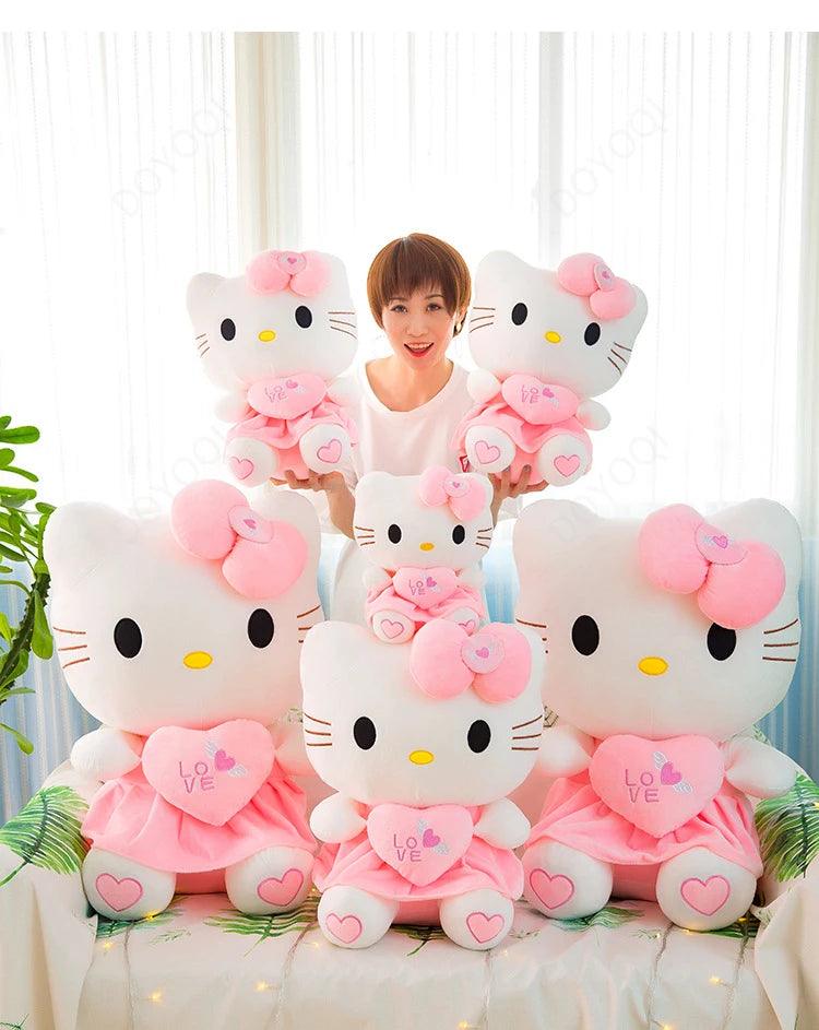 Cute Hello Kitty Pink Plush Stuffed Toys Anime Cartoon Plushie Doll Soft Stuffed Pillow Toys For Children Birthday Xmas Gifts - petguardiansupplies