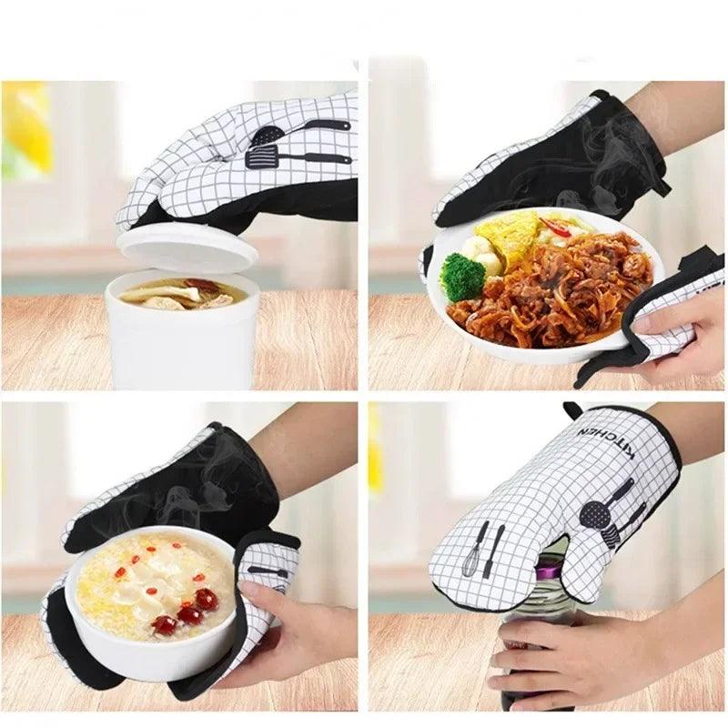 Kitchen Baking Cooking Accessories Print Oven Mitt Glove Pad Washable Microwave Pizza Anti-Hot Insulation Mat Kitchen Decor - petguardiansupplies