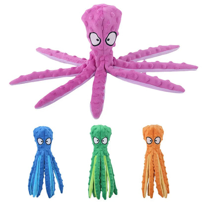 Squeaky Octopus Dog Toys Interactive Puppy Toy No Stuffing Plush Bite Toys Crinkle Paper Pet Plush Toys for Small Medium Dogs - petguardiansupplies