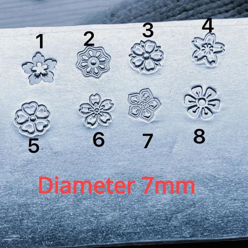 7mm Flower Design Metal Stamps Jewelry Making Punch Steel Stamping Tool Beating Silver Leather Craft Punching Custom Logo - petguardiansupplies