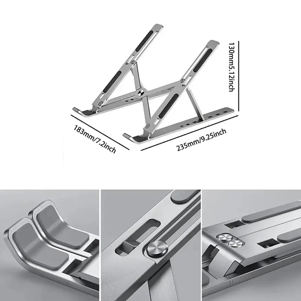 Portable Laptop Stand Aluminum Notebook Support Computer Bracket Macbook Air Pro Holder Accessories Foldable Lap Top Base - petguardiansupplies