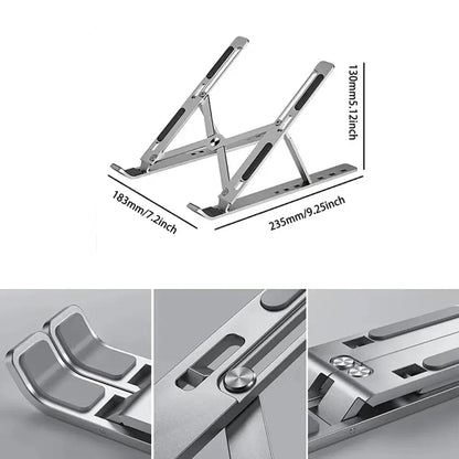 Portable Laptop Stand Aluminum Notebook Support Computer Bracket Macbook Air Pro Holder Accessories Foldable Lap Top Base - petguardiansupplies