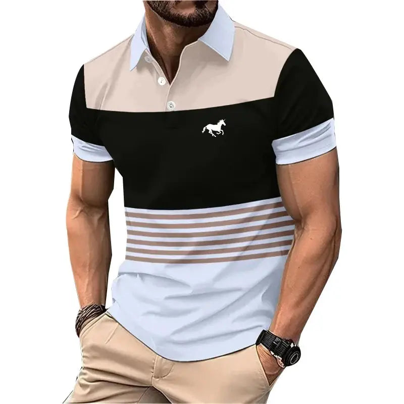 Logo Print Men Clothes Summer Lapel Polo Shirt Men Short Sleeve Casual Golf Polo Shirt . - petguardiansupplies