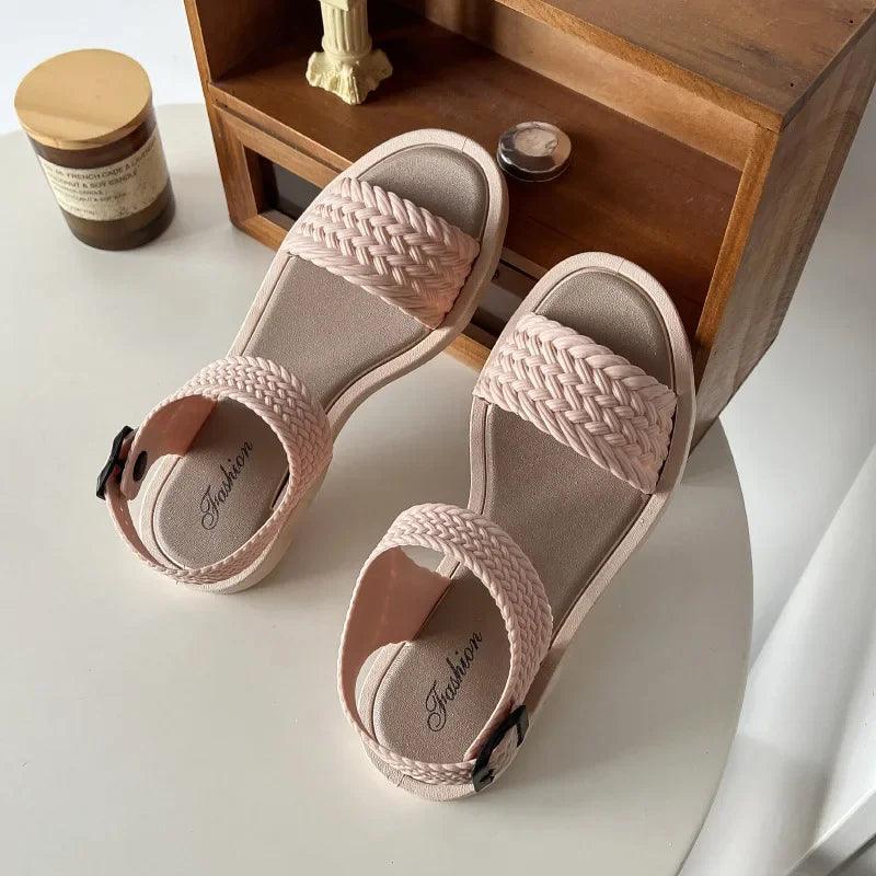 Fashionable Versatile Women's Sandals Roman Style Flat Bottom Anti-slip Summer New Arrival Perfect For Vacation Beach Wear - petguardiansupplies