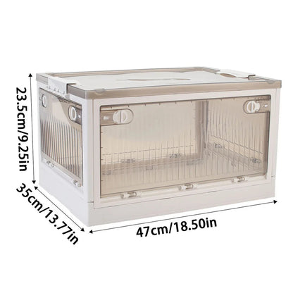 Medium Transparent Folding Storage Box with Wheels - petguardiansupplies