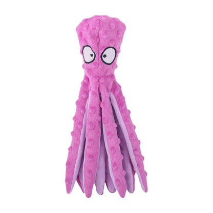 Squeaky Octopus Dog Toys Interactive Puppy Toy No Stuffing Plush Bite Toys Crinkle Paper Pet Plush Toys for Small Medium Dogs - petguardiansupplies