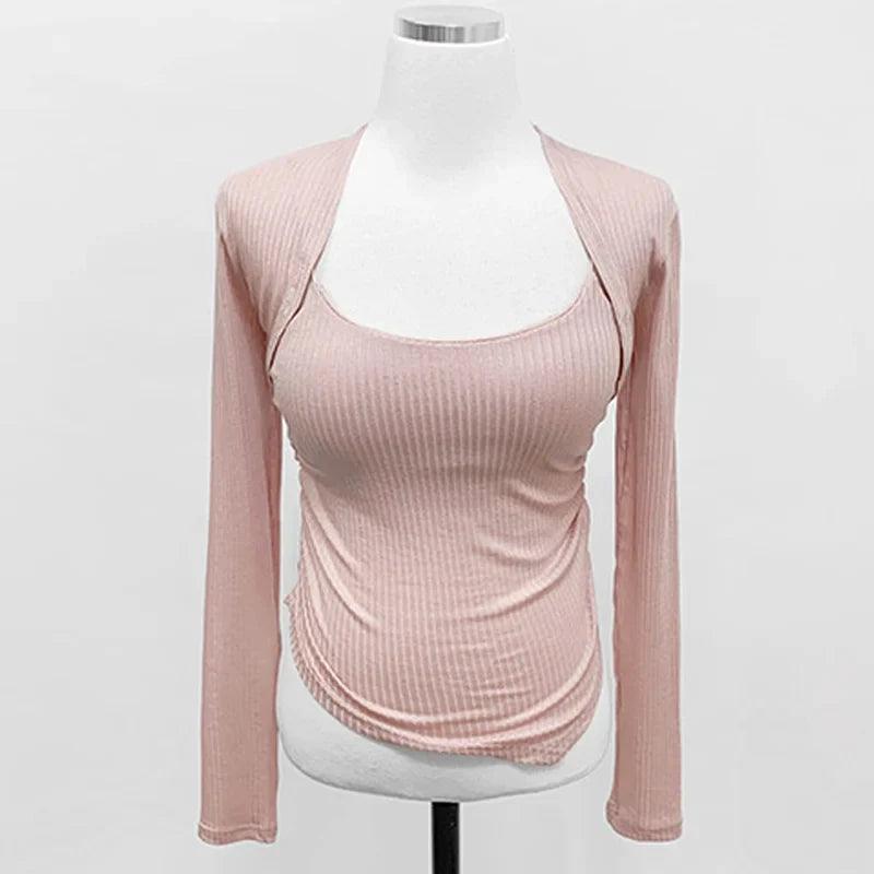 South korea Fashion Comfortable Dongdaemun Ym Gentle Fene Sexy Tight Cami Sun Protection Cardigan Set SN - petguardiansupplies