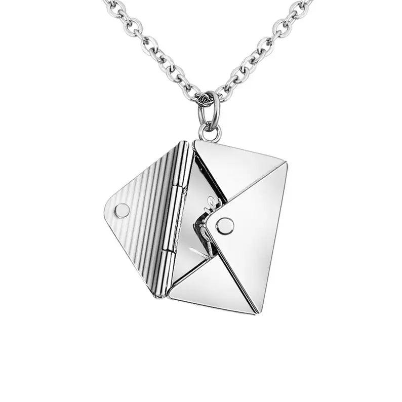 Customized Love Letter Envelope Stainless Steel Pendant Necklace Jewelry Confession You for Valentine Mother Day Gift - petguardiansupplies