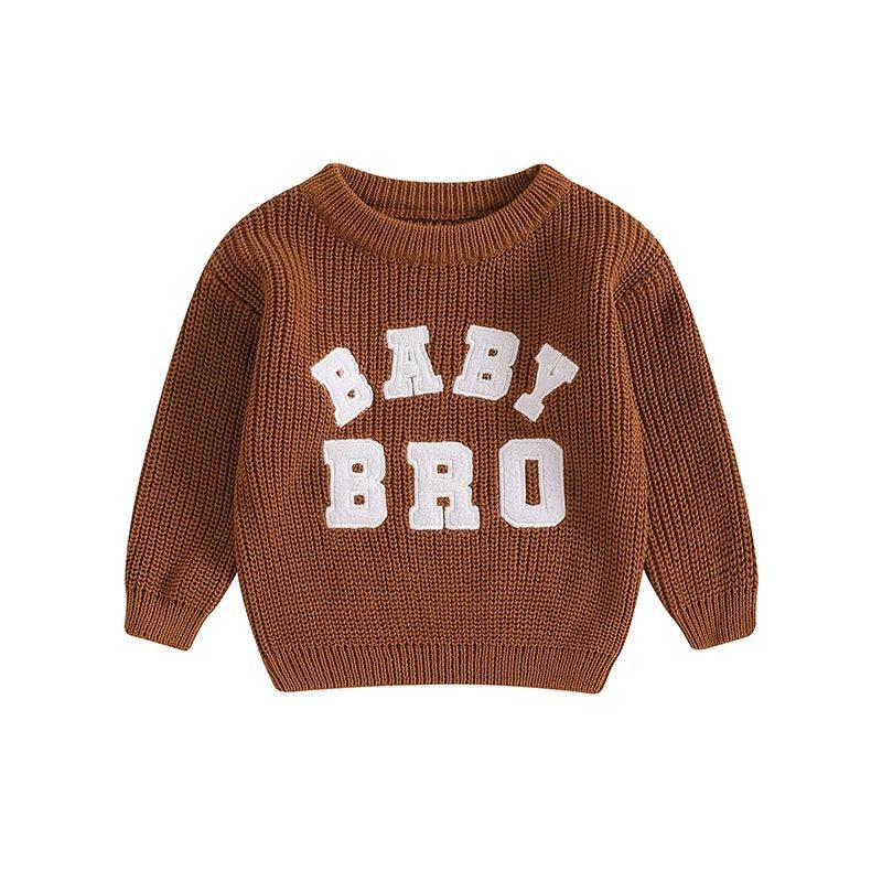 FOCUSNORM 0-18M Autumn Baby Boys Sweater 4 Colors Letter Embroidery Long Sleeve Round Neck Knitwear Pullover - petguardiansupplies