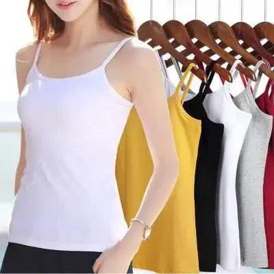 Pure Cotton White Tank Top Women's Summer Inner Wear Trendy Sexy Sleeveless Top Summer Season One-piece Code Send - petguardiansupplies