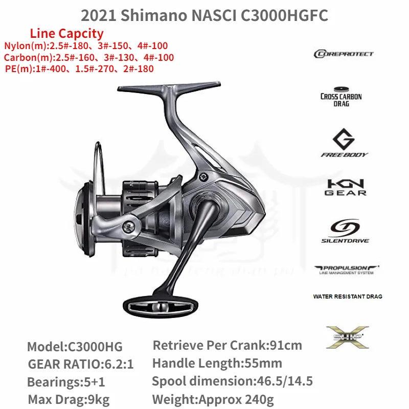 2021 Shimano NASCI FC 500 C2000 2500 2500HG 2500SHG C3000 C3000HG 4000 4000XG C5000XG Spining Fishing Reel Saltwater Fishing - petguardiansupplies