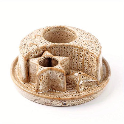 4-In-1 Ceramic Candle & Incense Holder Morandi Color with Cute Stars and Moon Design Perfect for Sage Palo Santo Stick Incense - petguardiansupplies