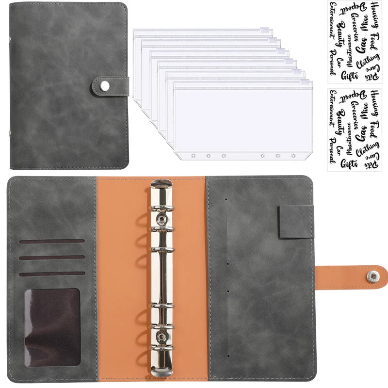 2024 A6 PU Leather Budget Binder Notebook Cash Envelopes System Set,with Binder Pockets for Money Budget Saving Bill Organizer - petguardiansupplies