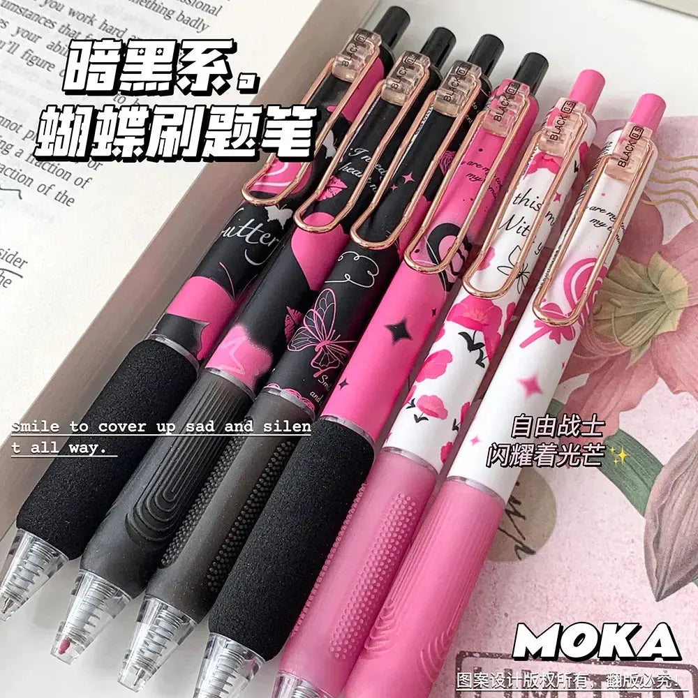 6pcs/set Butterfly Series Cute Gel Pen ST Nib Kawaii Pen Set Japanese Kawaii Stationery School Supplies Aesthetic Pens - petguardiansupplies