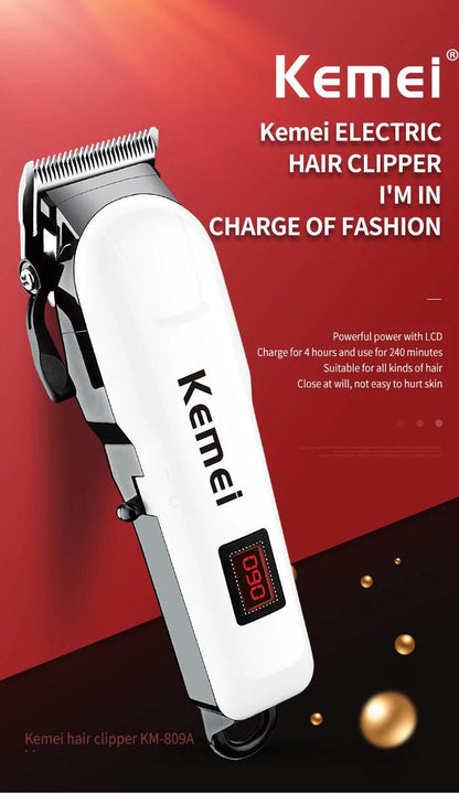 Kemei Professional hair clipper cordless hair trimmer beard for men electric hair cutting kit rechargeable haircut machine - petguardiansupplies