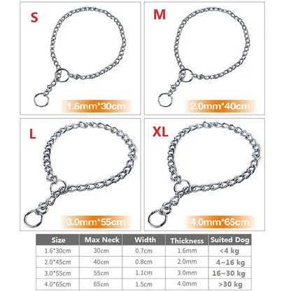 4 Size Stainless Steel Slip Chain Collar For Dog Adjustable Pet Accessories Dog Collar For Small Medium Large Dog Pitpull Collar - petguardiansupplies