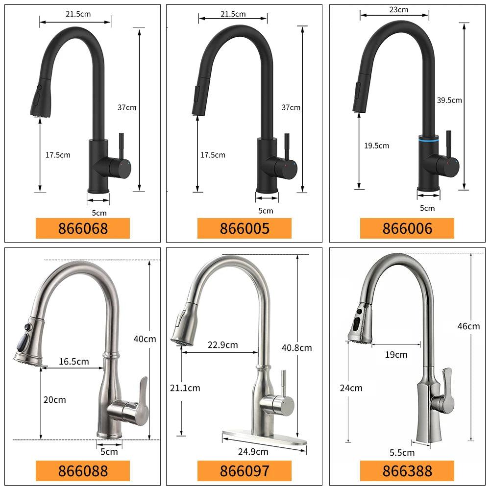 Kitchen Faucets Black Single Handle Pull Out Kitchen Tap Single Hole Handle Swivel 360 Degree Water Mixer Tap Mixer Tap 408906 - petguardiansupplies