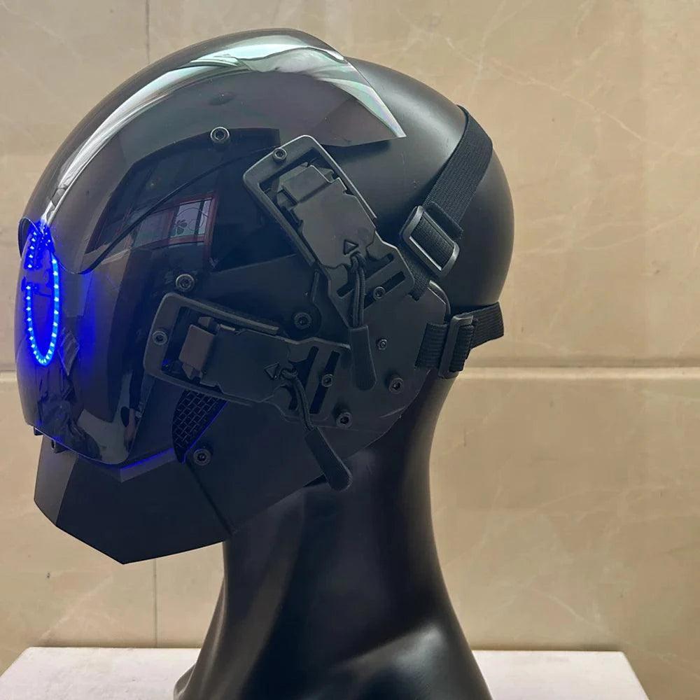 CyberPunk Mask 7 Kinds Of Color Selectable Led Samurai Circular LED Cosplay SCI-FI Helmet Party Toys For Men and Women - petguardiansupplies