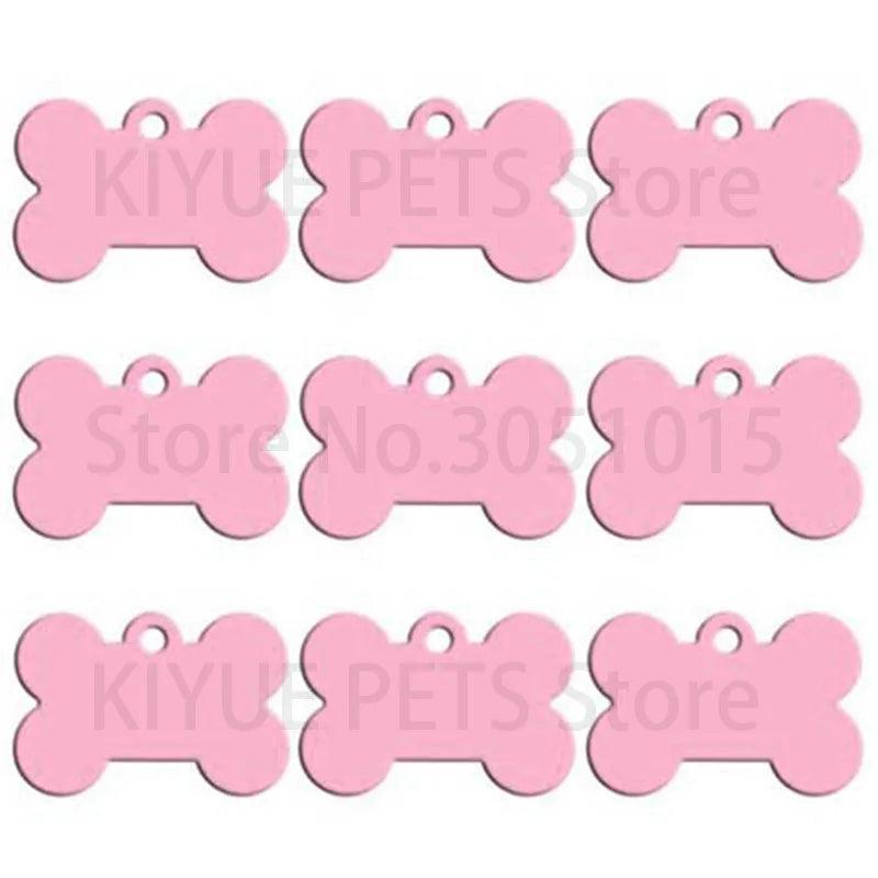 Wholesale 20pcs Bone Double Sides Personalized Dog ID Tags Aluminum Customized Cat Puppy Name Phone No. Tags Plate Keyrings - petguardiansupplies