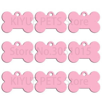 Wholesale 20pcs Bone Double Sides Personalized Dog ID Tags Aluminum Customized Cat Puppy Name Phone No. Tags Plate Keyrings - petguardiansupplies