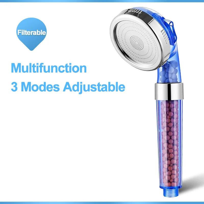 ZhangJi 3 Modes Bath Shower Adjustable Jetting Shower Head High Pressure Saving Water Bathroom Anion Filter Shower SPA Nozzle - petguardiansupplies