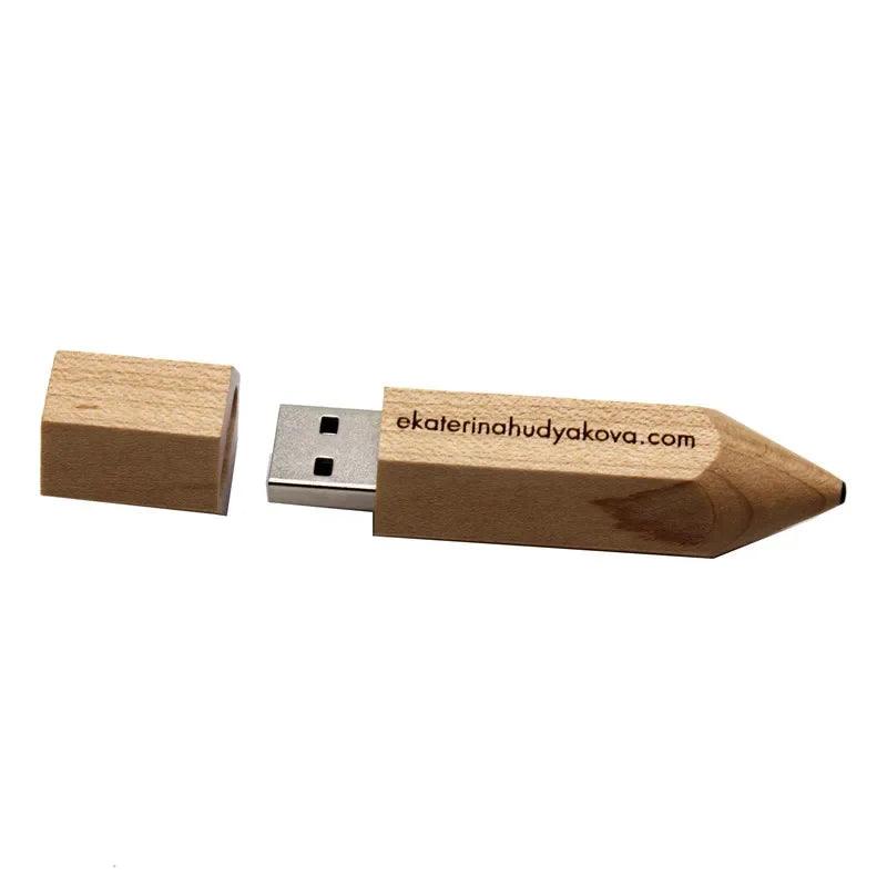 Wooden Pencil USB Flash Drives Free Custom Logo Pen Drive Maple Wood Real Capacity Memory Stick 64GB/32GB/16GB/8G/4G Gift U Disk - petguardiansupplies