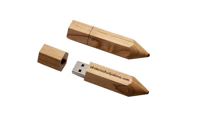 Wooden Pencil USB Flash Drives Free Custom Logo Pen Drive Maple Wood Real Capacity Memory Stick 64GB/32GB/16GB/8G/4G Gift U Disk - petguardiansupplies