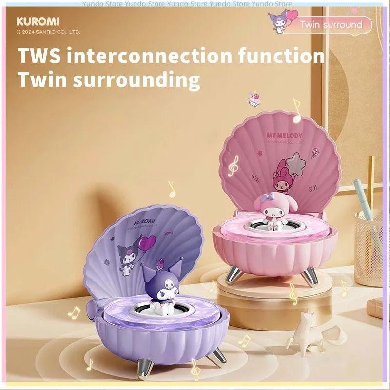 New Sanrio Mini Bluetooth Speakers Kawaii Kuromi My Melody Shell Series Wireless Portable Night Light Speakers Anime Girl Gifts - petguardiansupplies