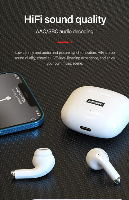 Lenovo LP40Pro Earphones Wireless Bluetooth Earbuds Sports Waterproof Headphone with Mic Touch Control TWS Headset Original - petguardiansupplies