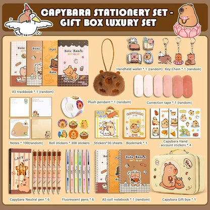 Large Capacity Gift Box Capybara Stationery Set Abundant Cute Back-to-school Gift Kit Pencil Case School Supplies for Students - petguardiansupplies