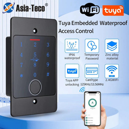 Tuya Wifi Standalone Fingerprint Access Control Keypad Metal Waterproof Backlight Embedded installation Door Relay Opener Reader - petguardiansupplies