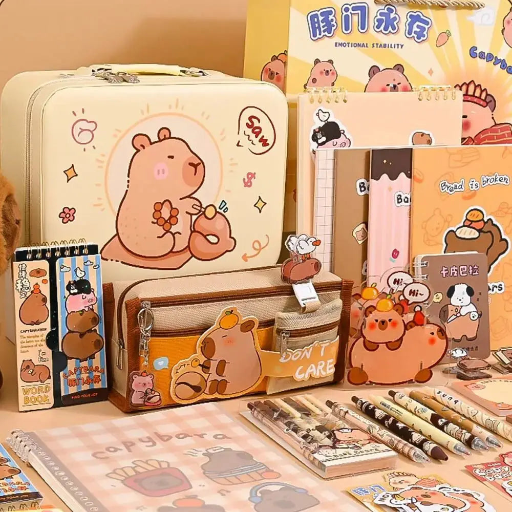 Large Capacity Gift Box Capybara Stationery Set Abundant Cute Back-to-school Gift Kit Pencil Case School Supplies for Students - petguardiansupplies