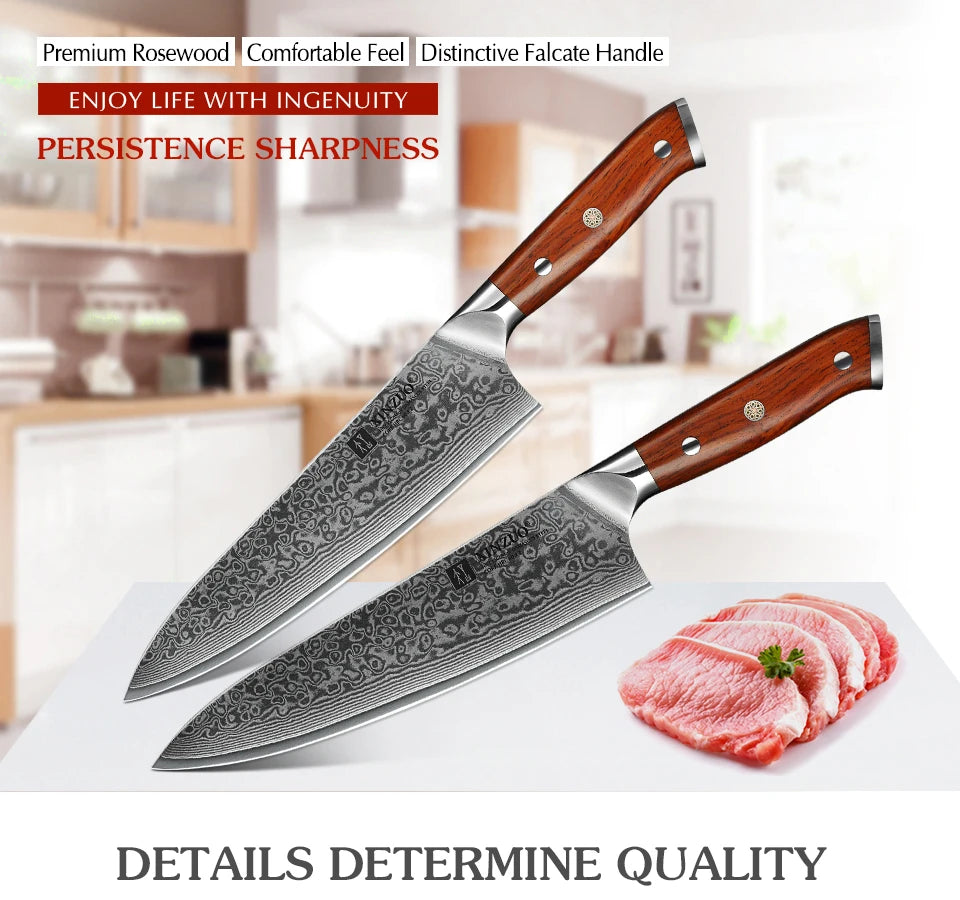 XINZUO 8.5 Inch Chef Knives High Carbon Chinese VG10 67 Layer Damascus Kitchen Knife Stainless Steel Gyuto Knife Rosewood Handle - petguardiansupplies