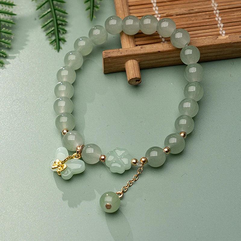 Fashion Exquisite Imitation Jade Beaded Bracelet For Women Chinese Style Peanut Pendant Bangle Lucky Wrist Chain Jewelry Gifts - petguardiansupplies