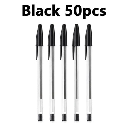 50/100Pcs Ballpoint Pens 1.0mm Blue Black Plastic Ball Point Pen Student Gift School Office Supplies Long Lasting Smooth Writing - petguardiansupplies