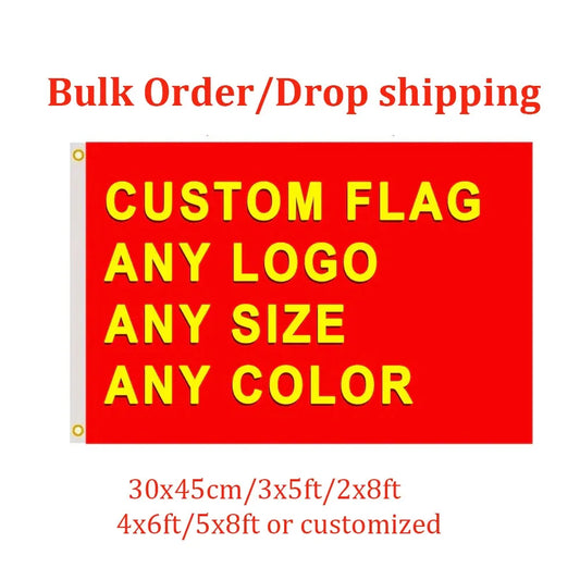 Custom Flag 3x5/2X8/4X6/5X8FT Any Size Banner Flying Free Design Polyester Sport Car Decor Home Gift Party Dorm Indoor Outdoor - petguardiansupplies