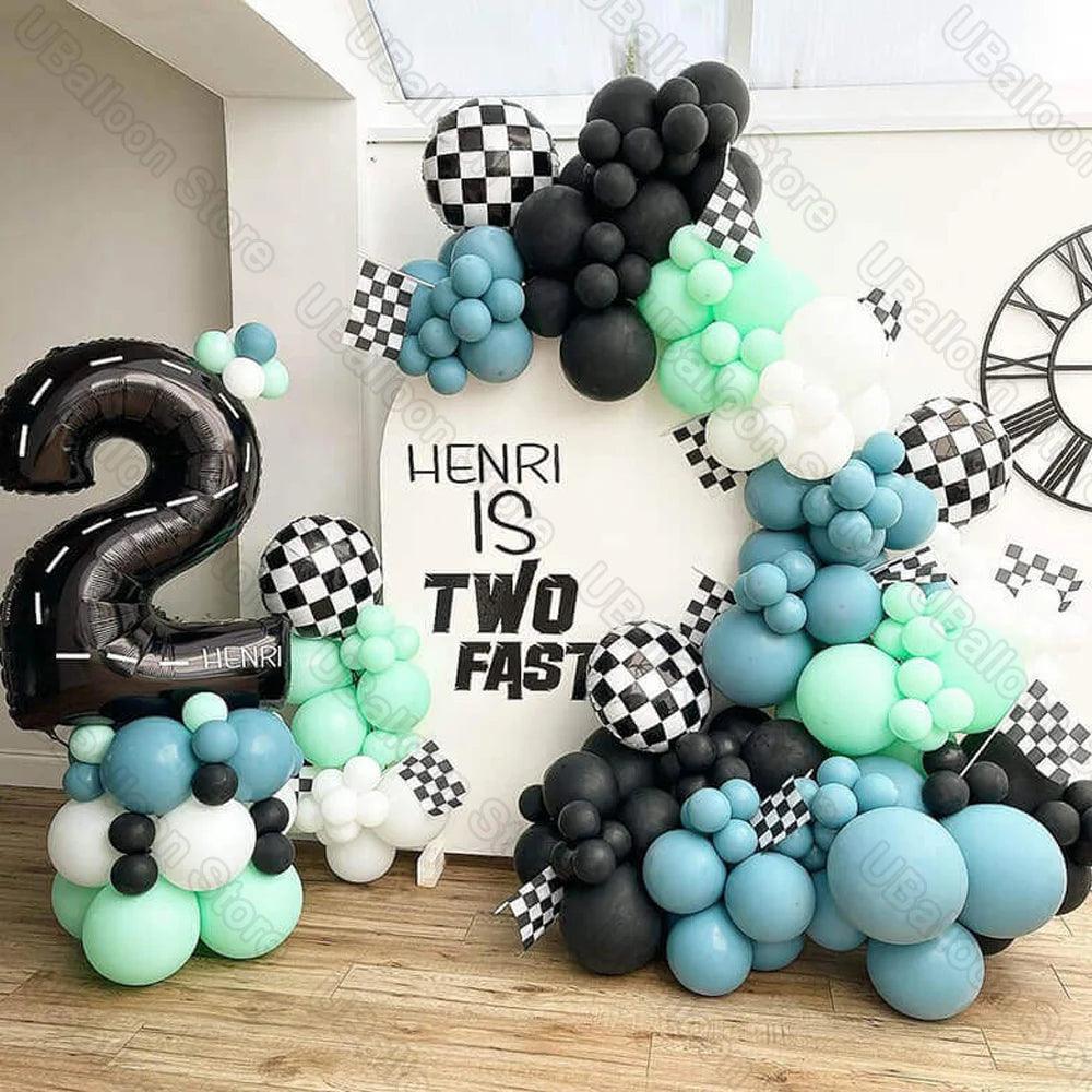 40inch Race Car Birthday Balloons Large Black Number 1 2 3 4 5 6 7 8 9 Foil Balloon for Kids Birthday Race Car Party Decor Suppl - petguardiansupplies