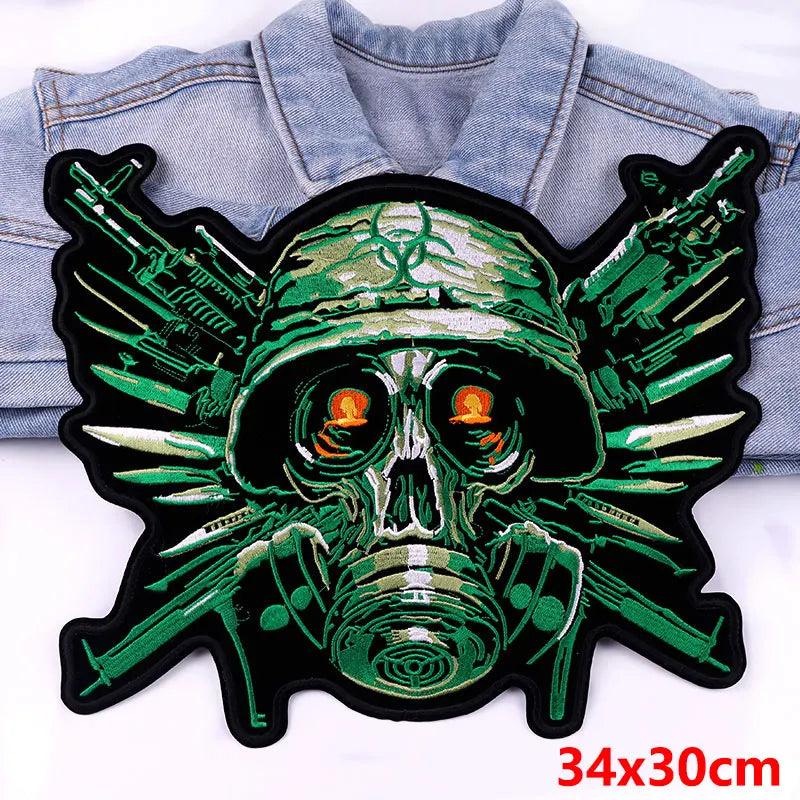 LAND FREE BRAVE Patch Large Back Embroidered Patches Motorcycle Biker Sewing Patch Iron On Patches For Clothing Jacket Jeans DIY - petguardiansupplies