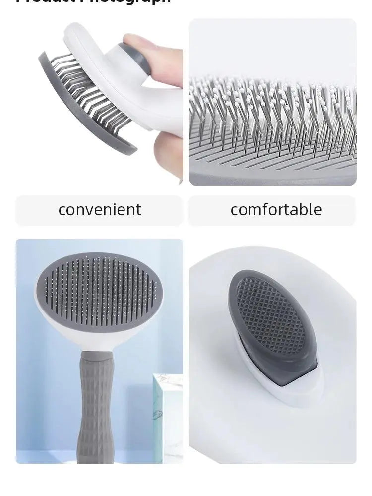 Pet Hair Removal Brush Dog Hair Comb Stainless Steel Automatic Hair Fading Cat Comb Pet Cleaning Grooming Supplies - petguardiansupplies