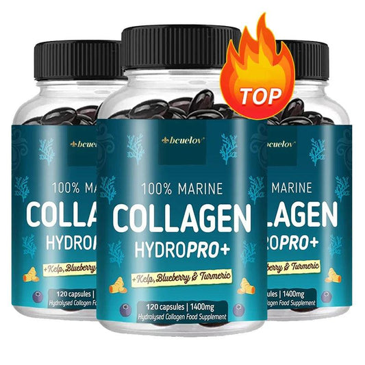 100%Potent Marine Collagen - with Hyaluronic Acid, Biotin & Blueberry -1400mg Hydrolyzed Collagen Supplement Vitamins & Minerals - petguardiansupplies