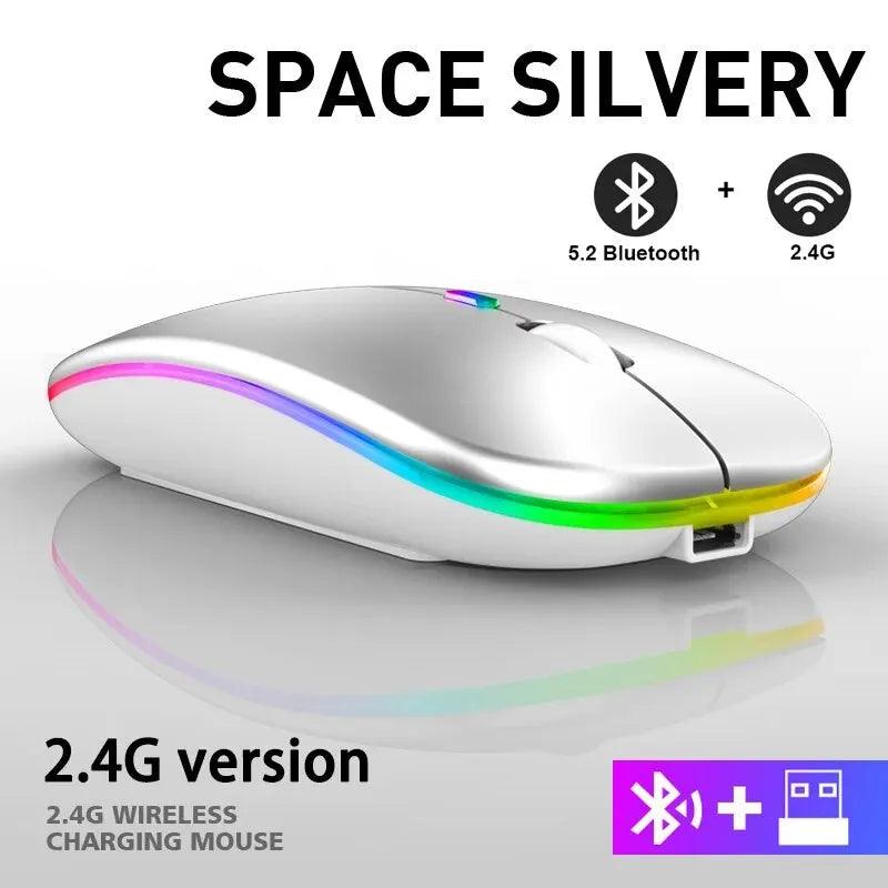 Wireless Mouse RGB Rechargeable Bluetooth Mice Wireless Computer Mause LED Backlit Ergonomic Gaming Mouse for Laptop PC 3600DPI - petguardiansupplies